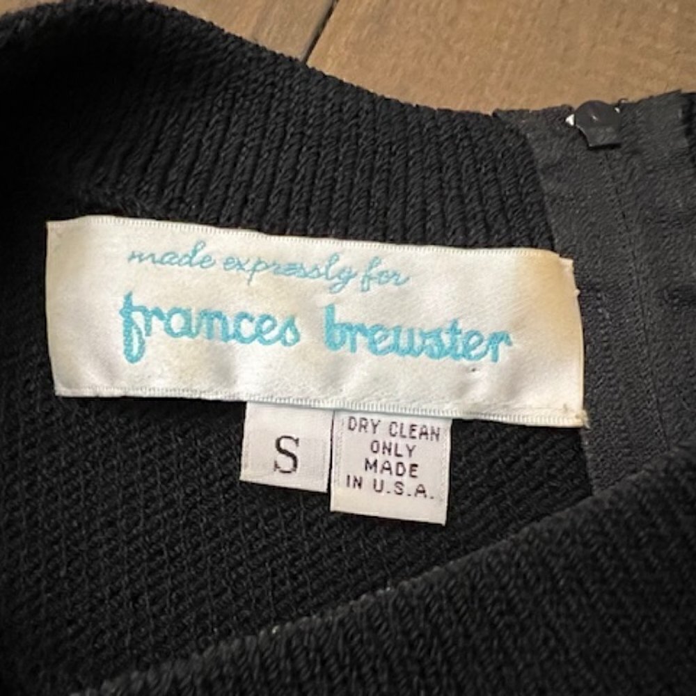 Vintage Frances Brewster Dress Black Beaded Wool Blend Long Sleeve - Picture 5 of 5